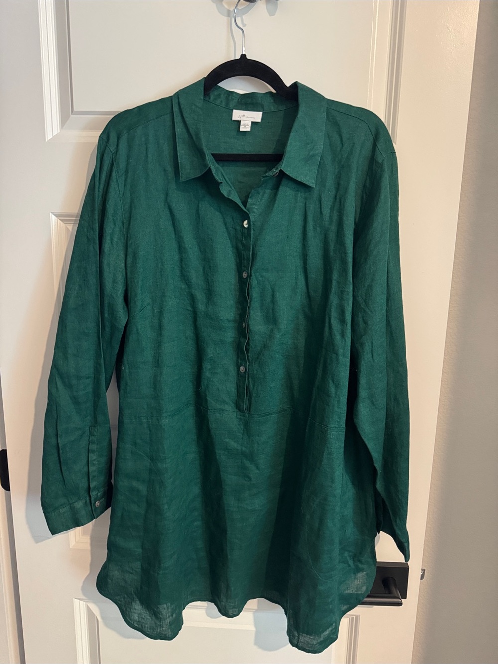 J. Jill Forest Green Linen Button-Front Tunic